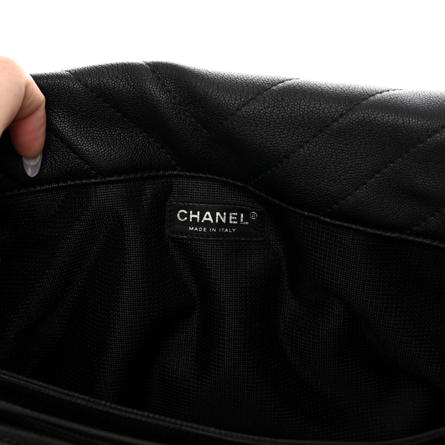 Chanel Calfskin Chevron Quilted XXL Travel Flap Bag Black 6 of 14