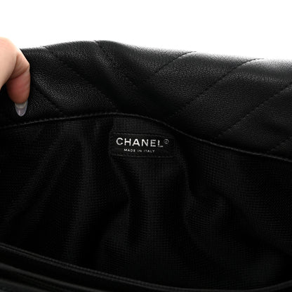 Chanel Calfskin Chevron Quilted XXL Travel Flap Bag Black 6 of 14