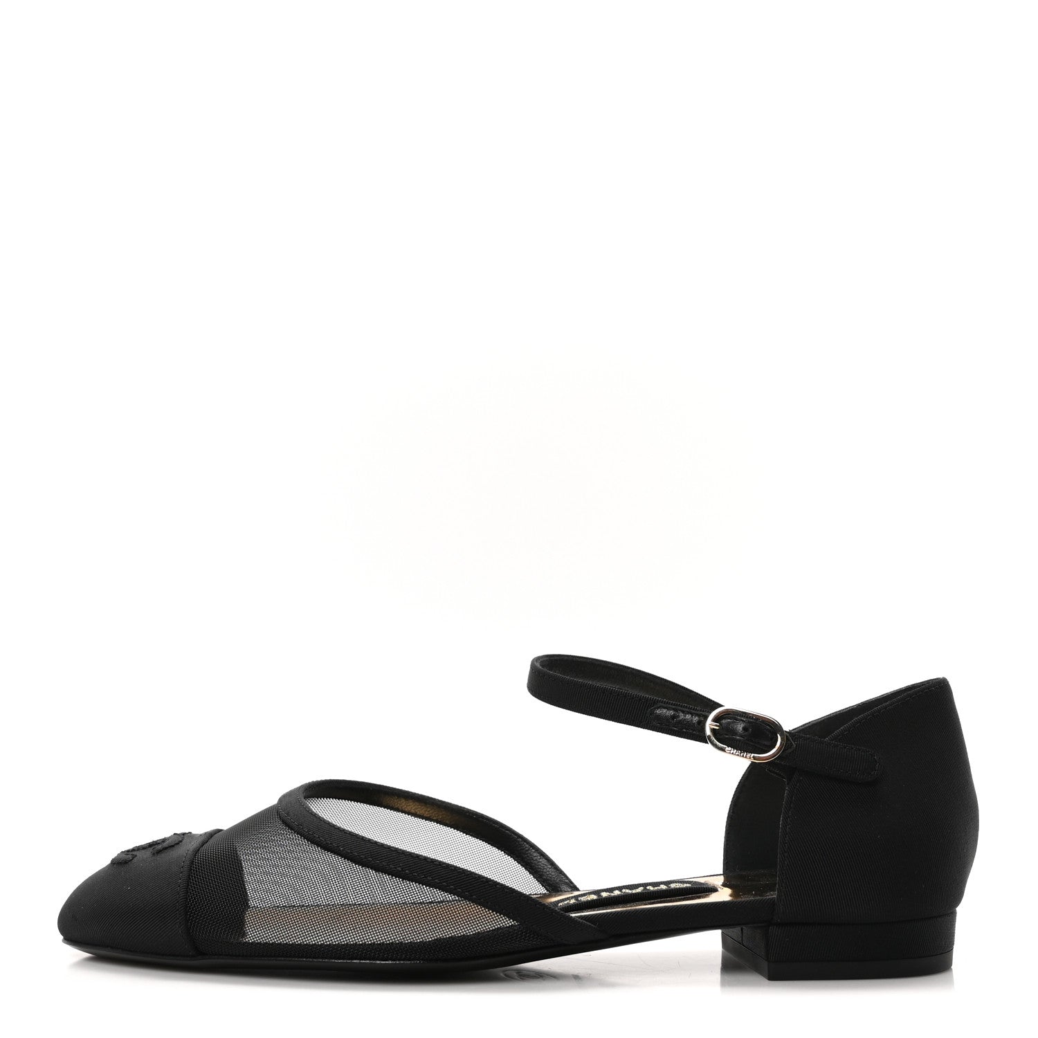 Chanel Mesh Grosgrain Cap Toe CC Flats 36 Black 1 of 8