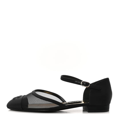 Chanel Mesh Grosgrain Cap Toe CC Flats 36 Black 1 of 8