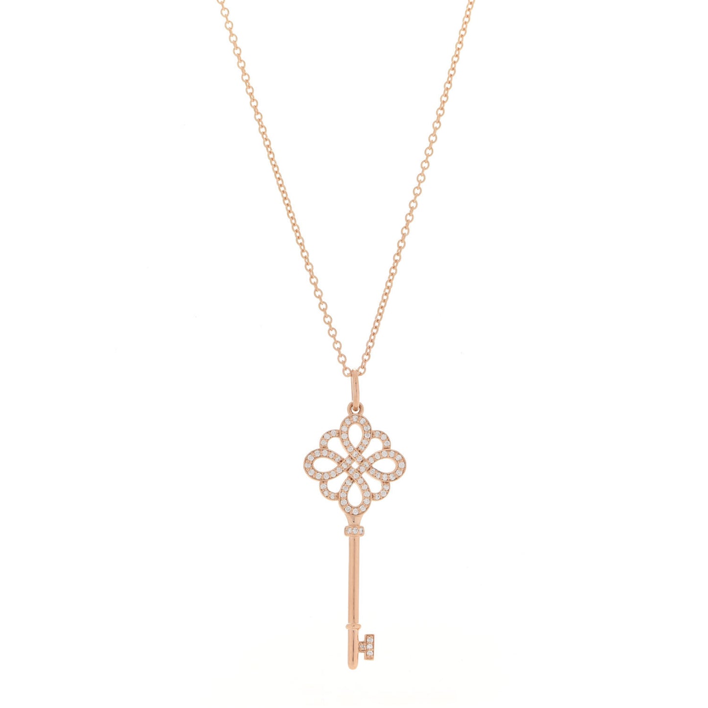18K Rose Gold Diamond Knot Key Pendant