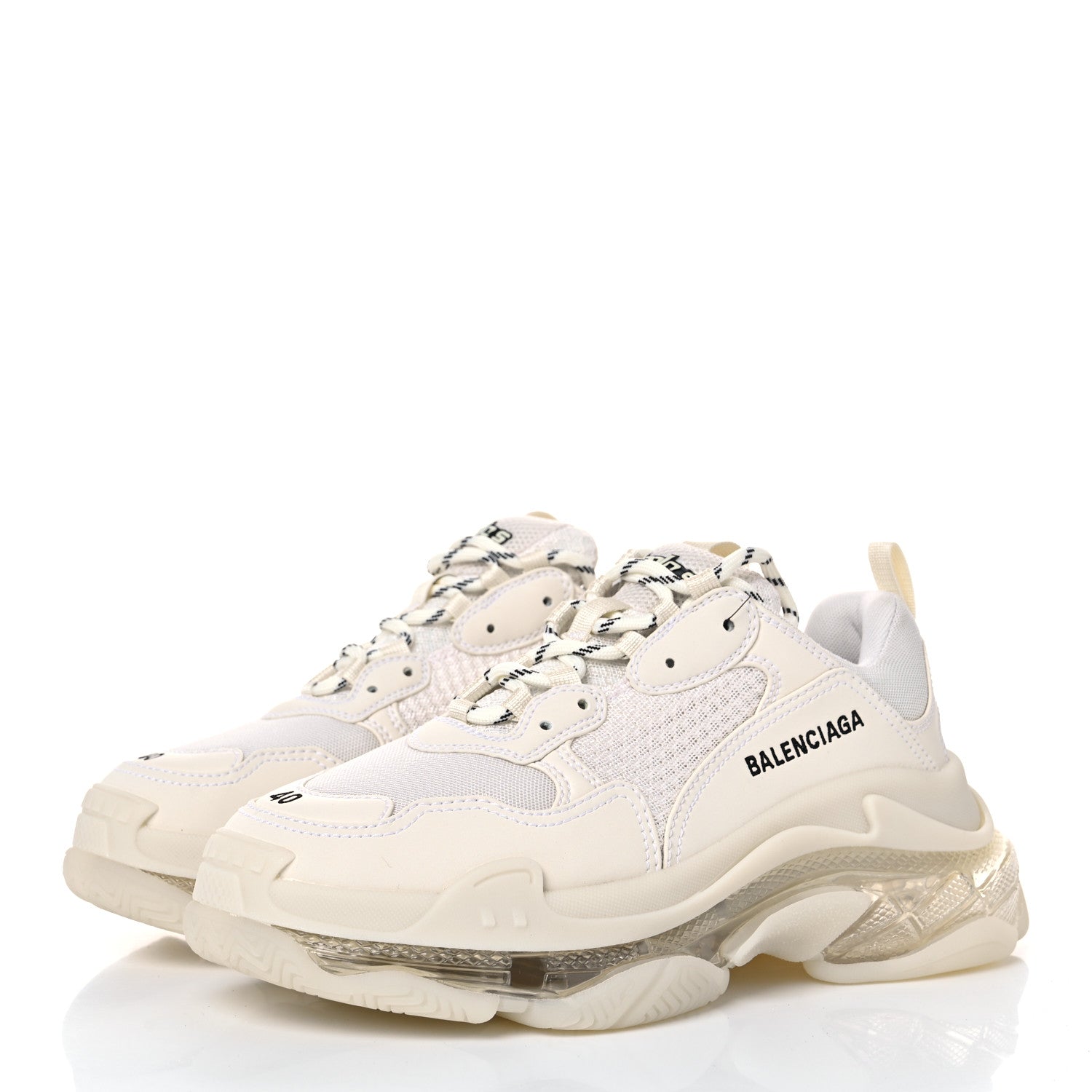 Balenciaga Fabric Mesh Clear Sole Womens Triple S Sneakers 40 White 3 of 13