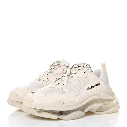 Balenciaga Fabric Mesh Clear Sole Womens Triple S Sneakers 40 White 3 of 13