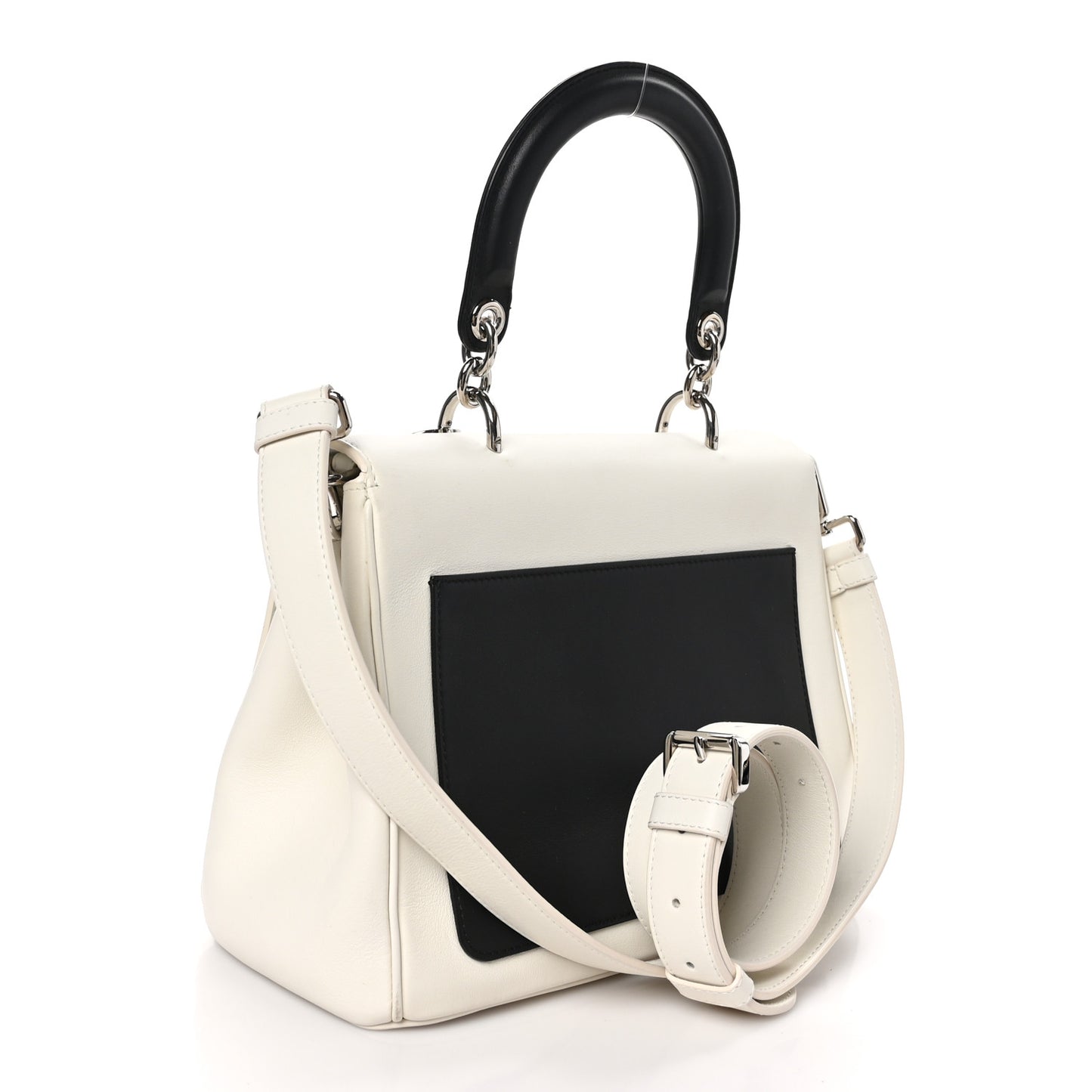 Smooth Calfskin Bi-Color Small Be Dior Flap White Black