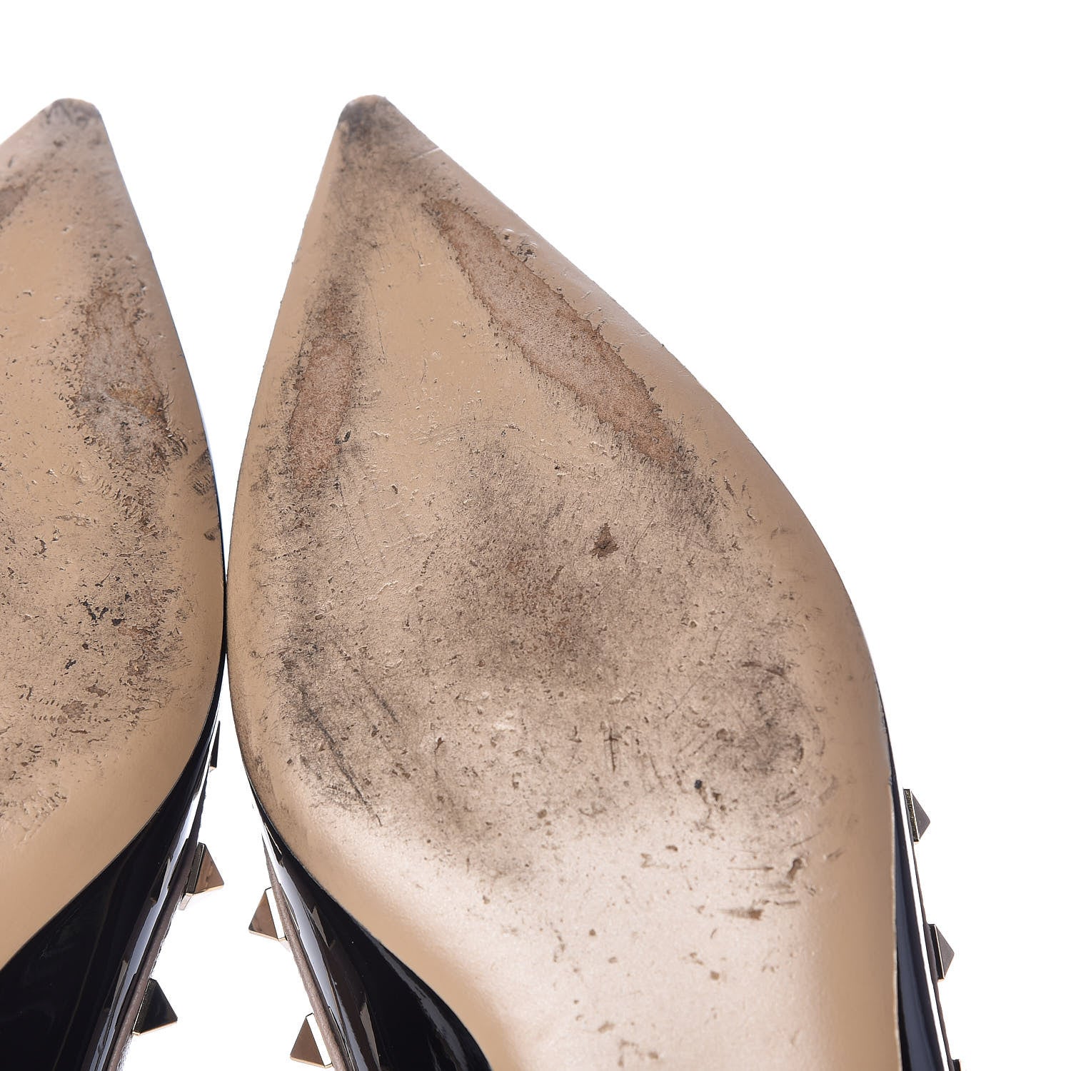 Valentino Garavani Patent Nappa Rockstud Cage Ballerina Flats 38 Black Poudre 11 of 13