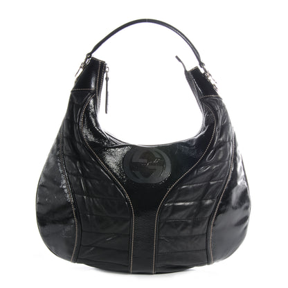 Gucci Patent Leather Medium Snow Glam Hobo Black 1 of 7