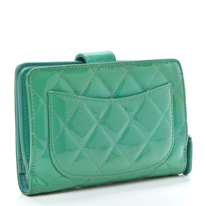 Chanel Patent Quilted Zip Pocket Wallet Turquoise 3 of 7