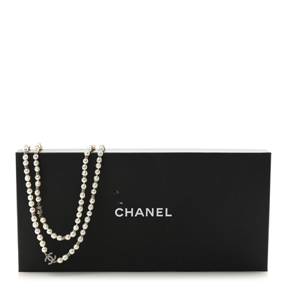 Chanel Crystal Pearl CC Long Necklace Light Gold 7 of 7