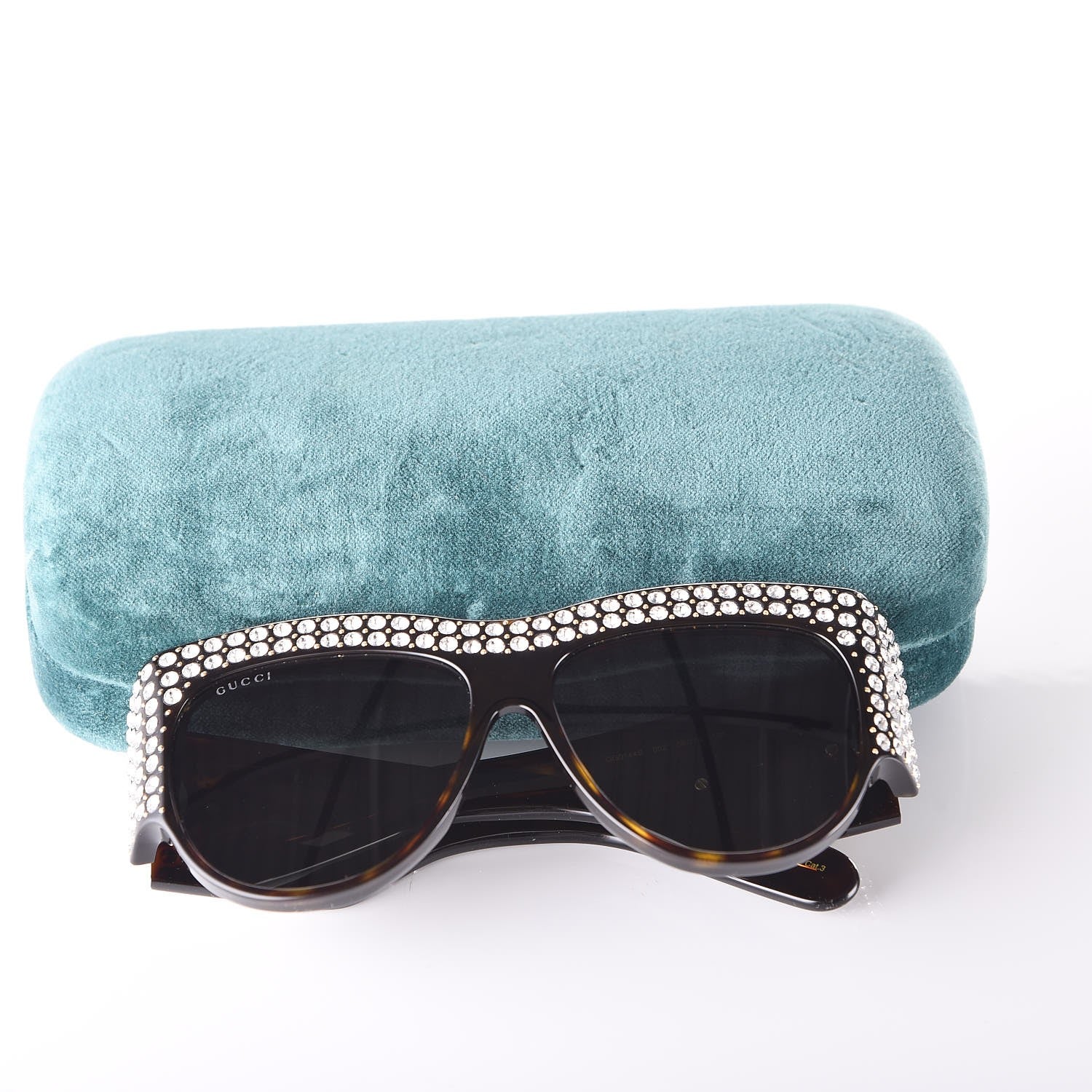Gucci Acetate Crystal Oversize Hollywood Forever Sunglasses GG0144S Tortoiseshell 8 of 8