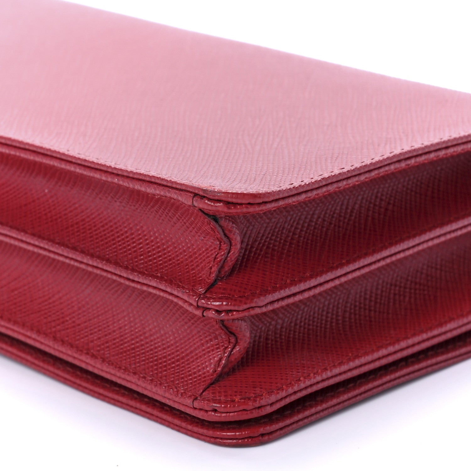 Prada Saffiano Lux Chain Wallet Fuoco 11 of 12