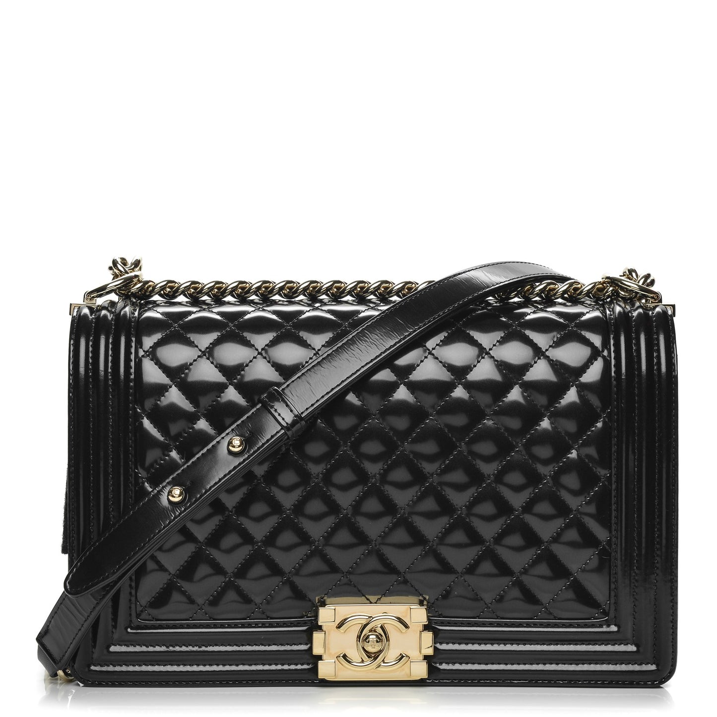 Iridescent Calfskin Quilted New Medium Boy Flap Black