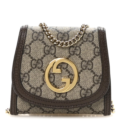Gucci GG Supreme Monogram Textured Dollar Calfskin Blondie Chain Wallet Beige Ebony New Acero 1 of 11