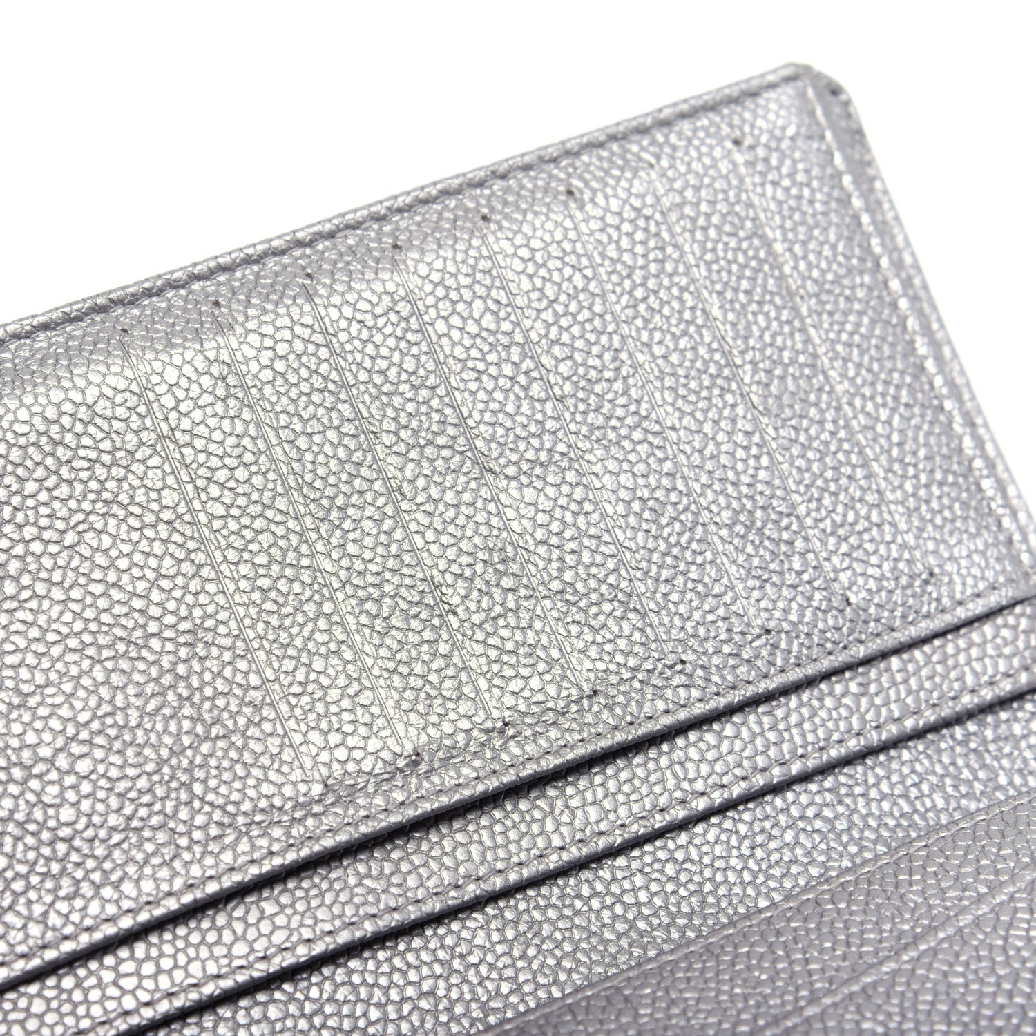 Chanel Metallic Caviar Quilted Yen Wallet Silver 13 of 14