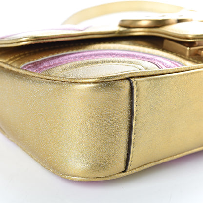 Gucci Metallic Calfskin Matelasse Mini GG Marmont Shoulder Bag Gold Pink 5 of 12