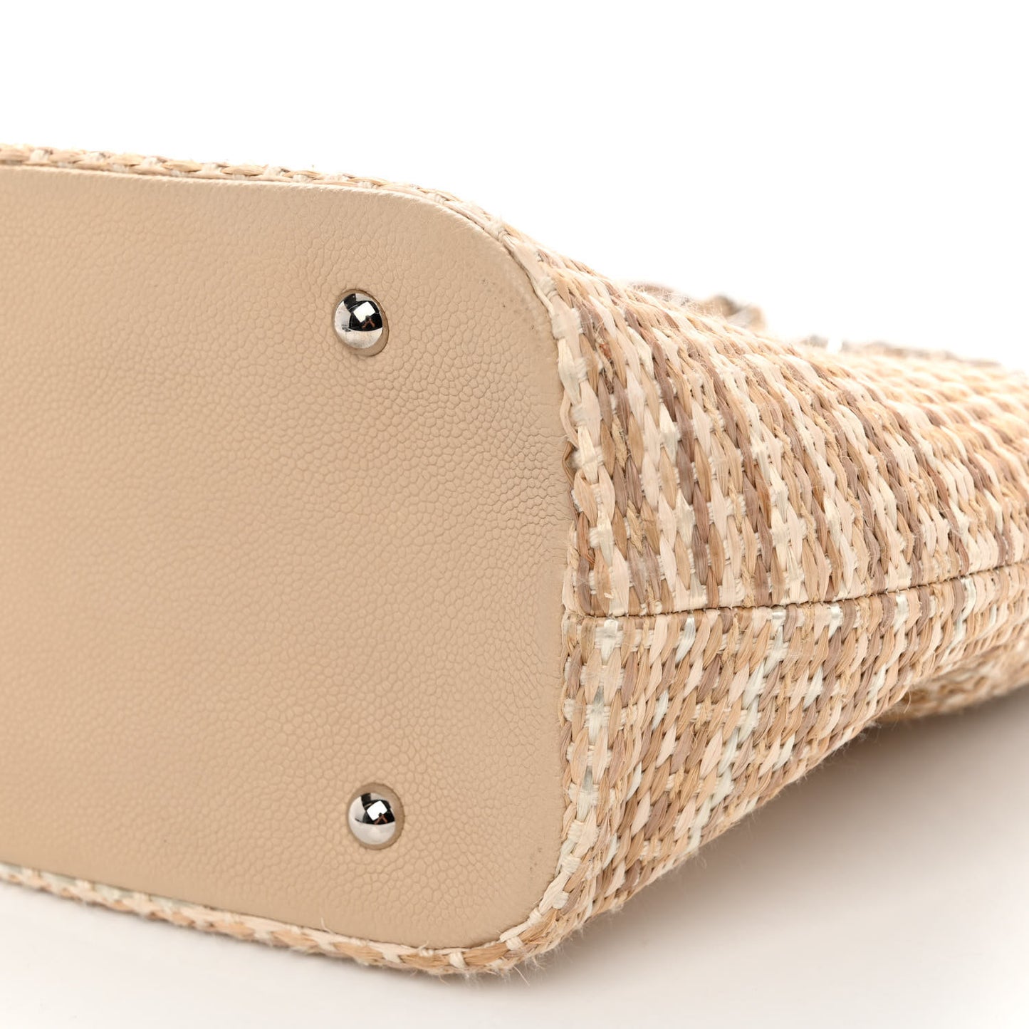 Woven Straw Caviar Large Tote Beige