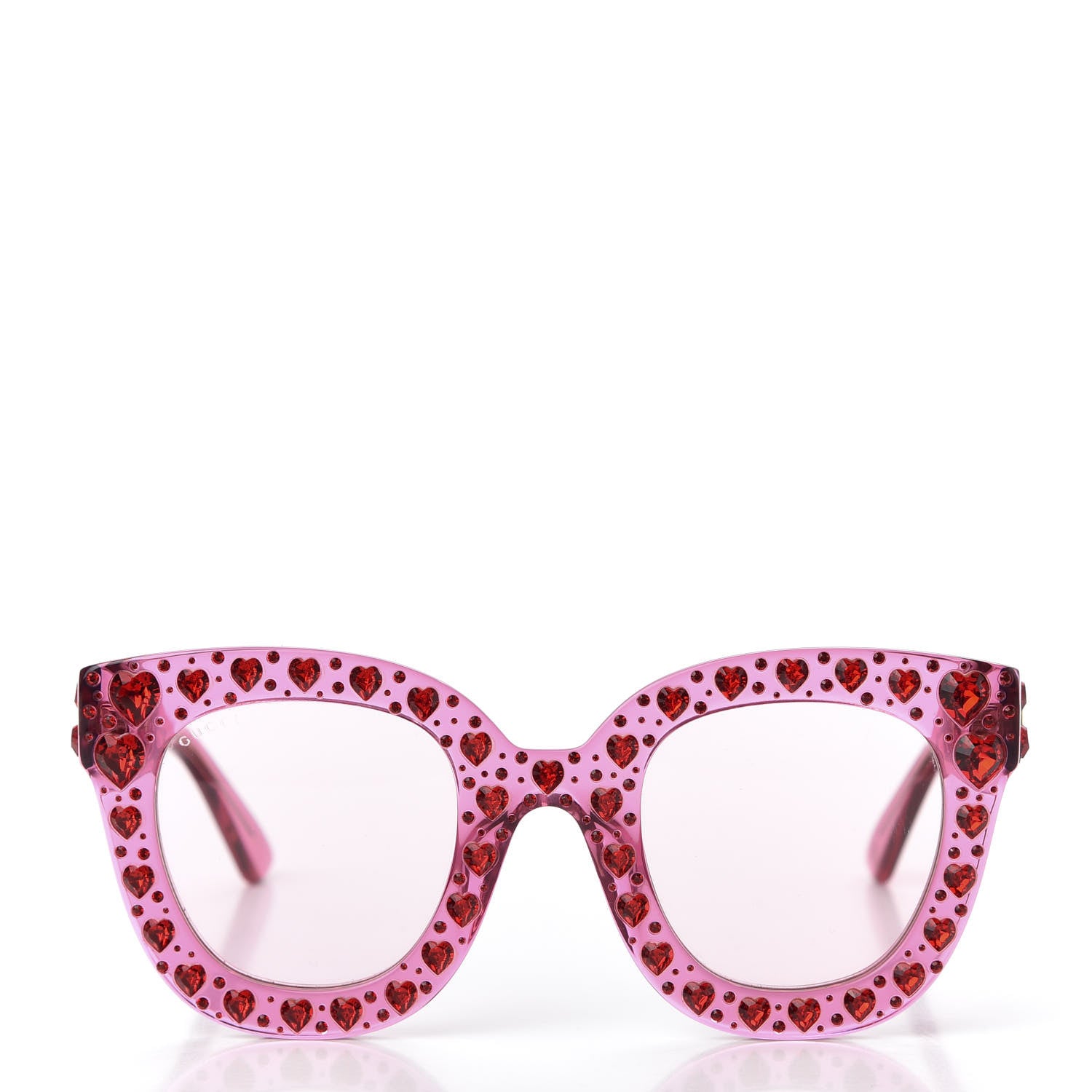 Gucci Acetate Crystal Heart GG0116S Sunglasses Fuchsia 2 of 8