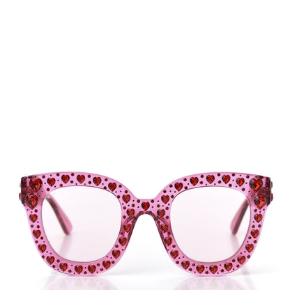Gucci Acetate Crystal Heart GG0116S Sunglasses Fuchsia 2 of 8