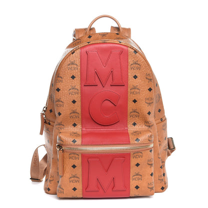 MCM Visetos Medium Stark Logo Stripe Backpack Cognac Red 1 of 8