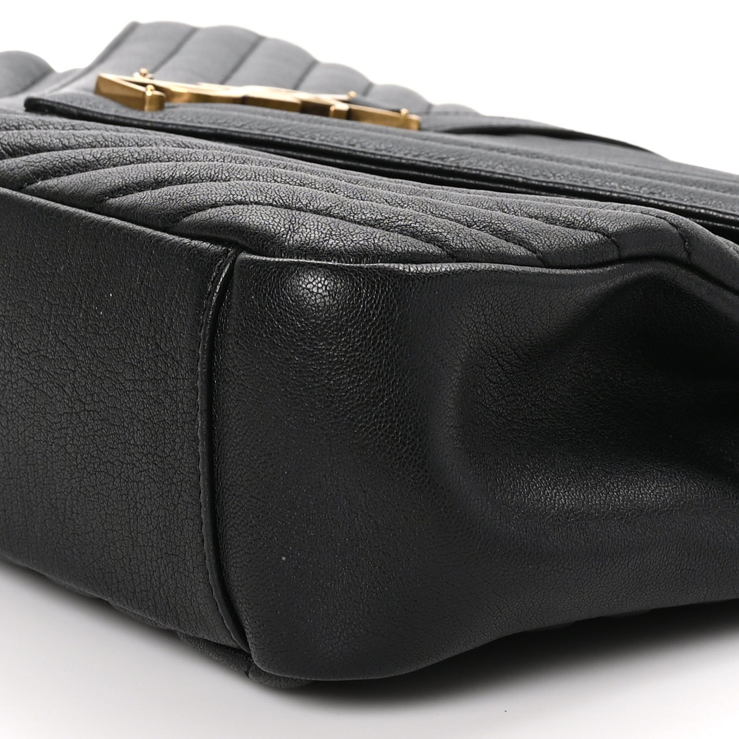 Sheepskin Matelasse Chevron Monogram Large College Satchel Black