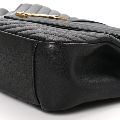 Saint Laurent Sheepskin Matelasse Chevron Monogram Large College Satchel Black 11 of 11