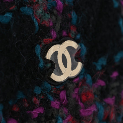 Chanel Tweed Quilted Small Vanity Case With Chain Black Purple Green Red 10 of 12