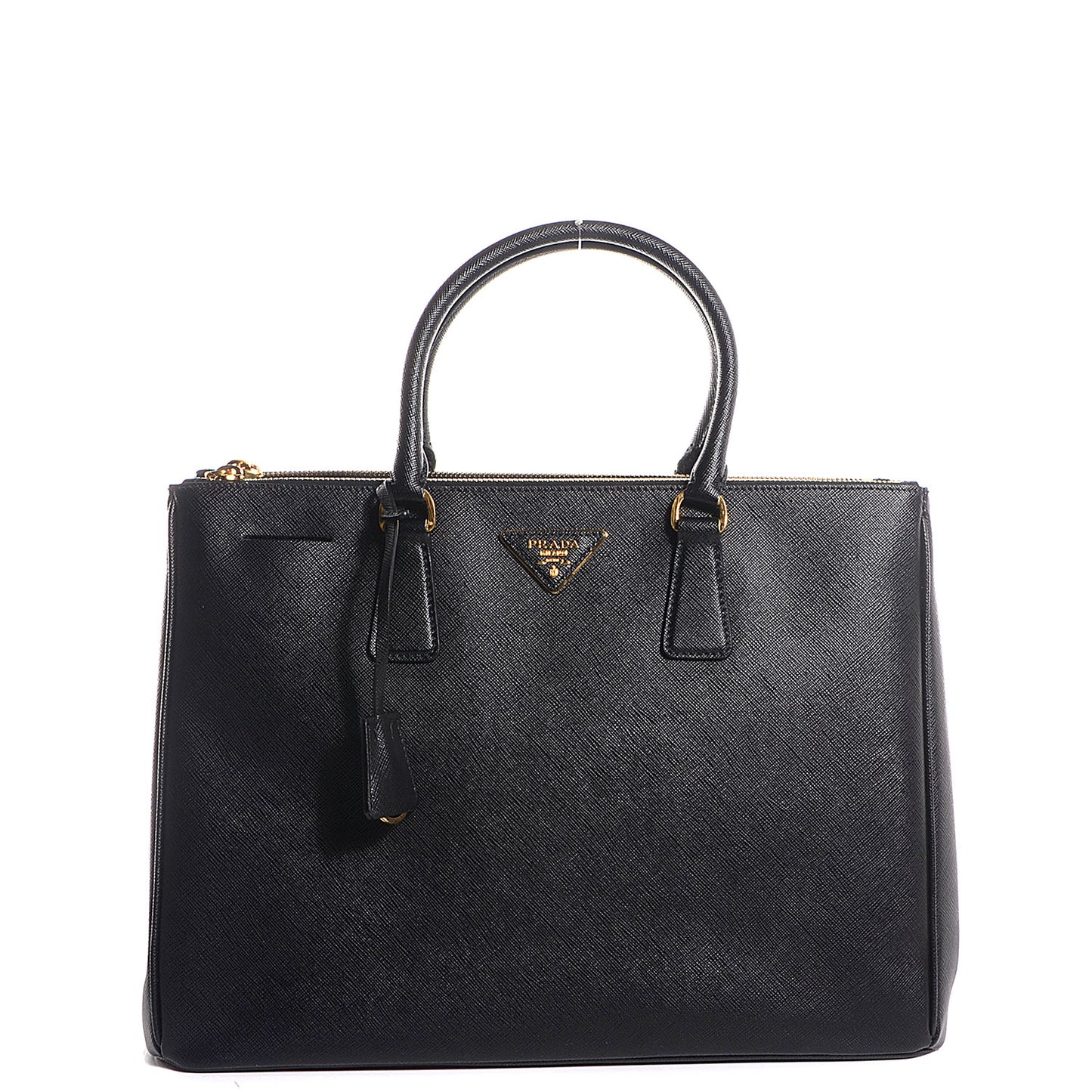 Saffiano Lux Large Double Zip Tote Nero Black