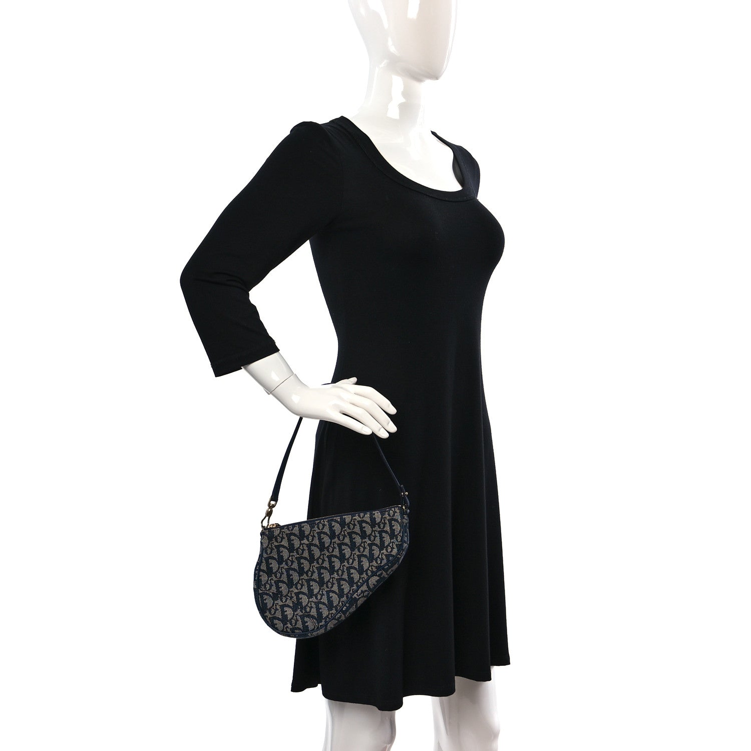 Christian Dior Monogram Mini Saddle Pochette Navy 2 of 9