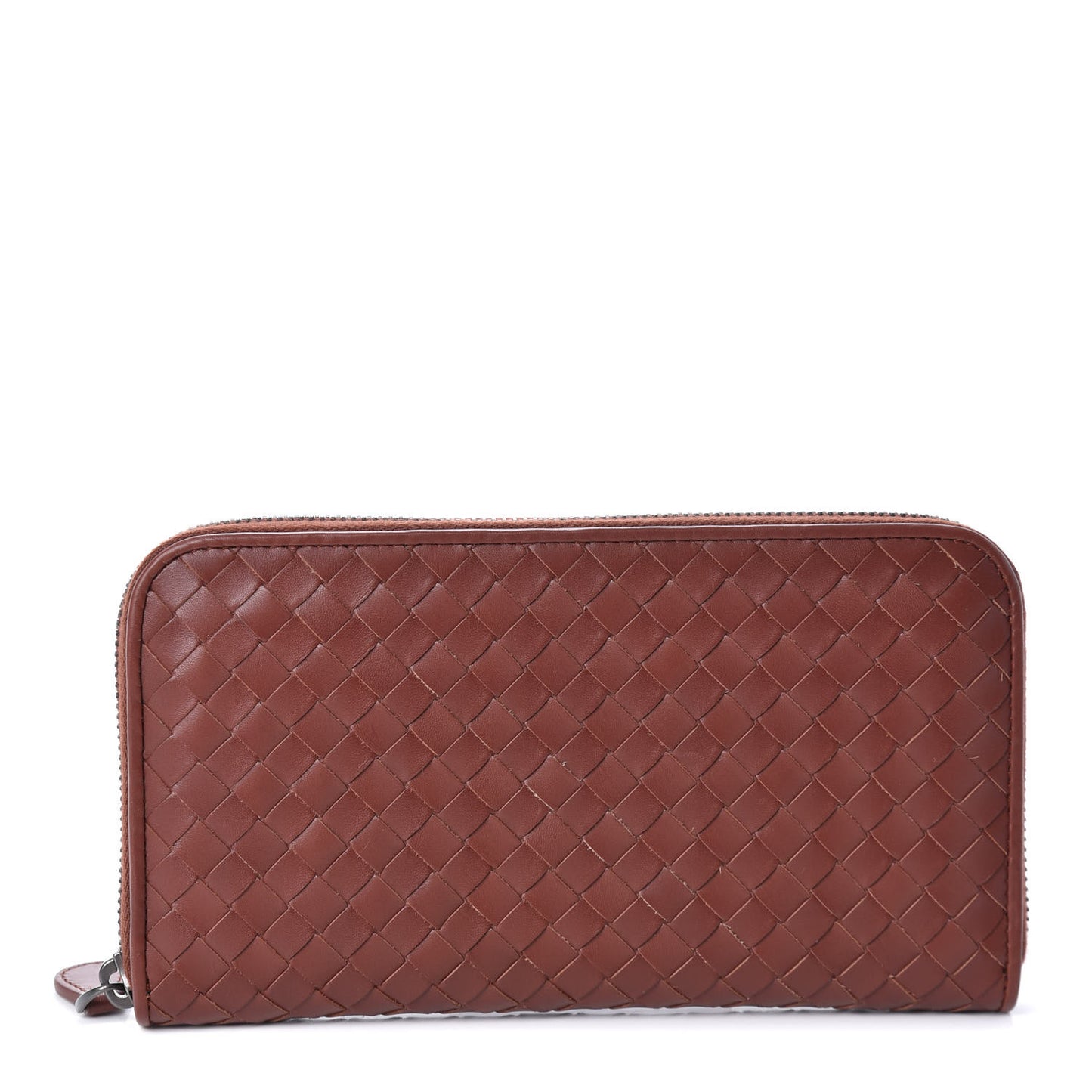 Nappa Intrecciato Zip Around Wallet Rust