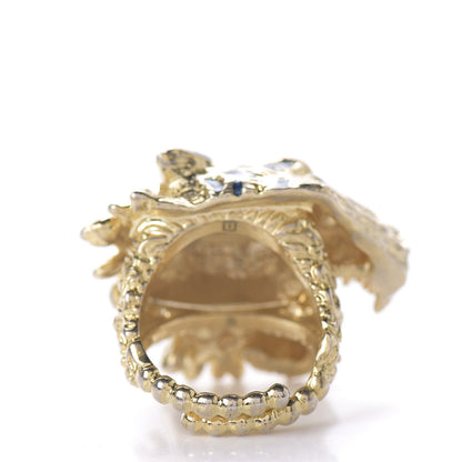 Gucci Metal Crystal Lion Head Ring S Aged Gold Multicolor 3 of 6