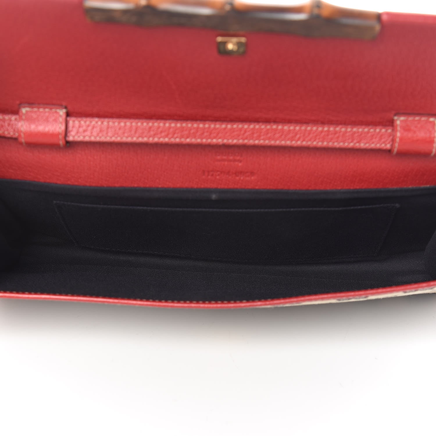 Gucci Monogram Bamboo Bar Clutch Navy Red 5 of 12