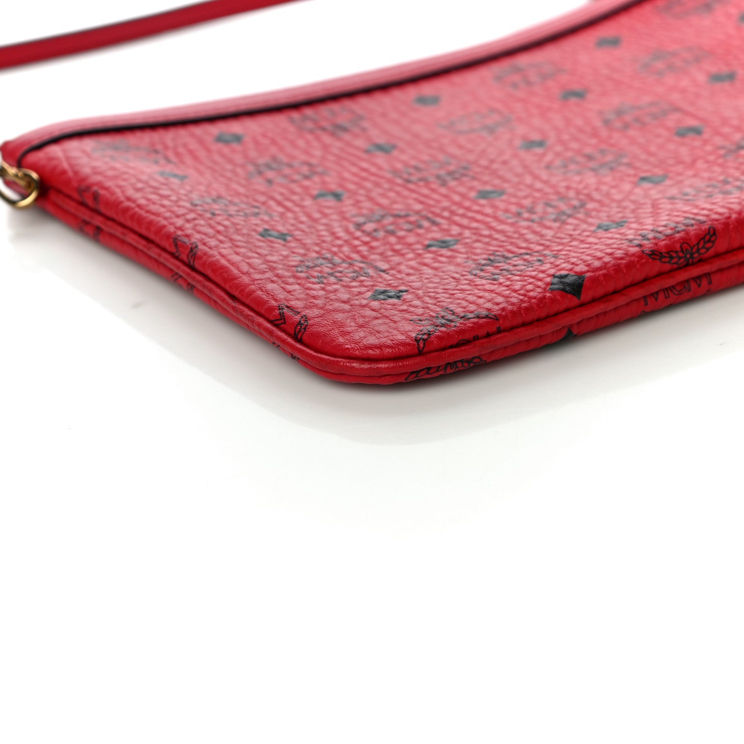 MCM Visetos Liz Shopper Tote Pouch Ruby Red 8 of 10