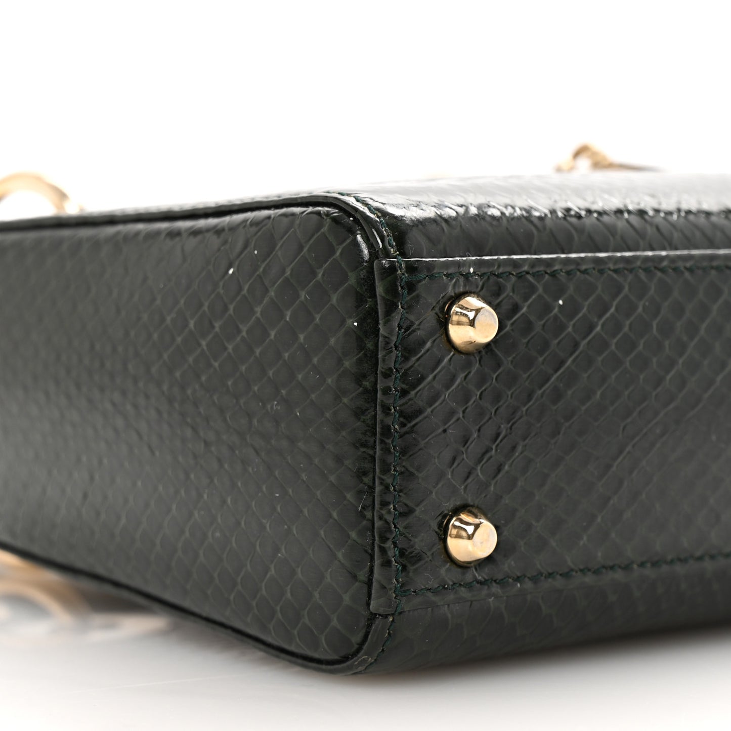 Shiny Snakeskin Mini Lady Dior Emerald Green