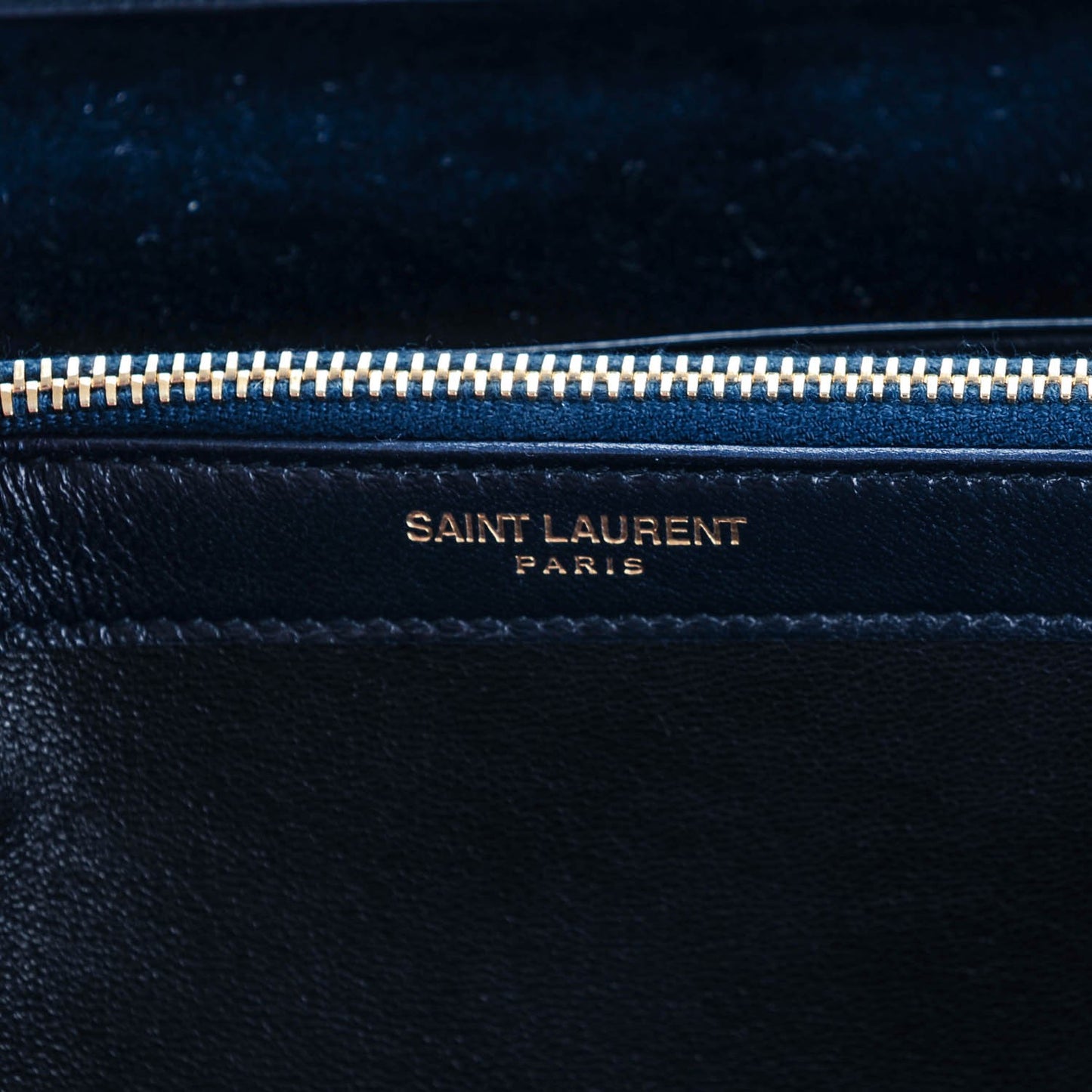 Velvet Monogram Chain Wallet Navy Blue