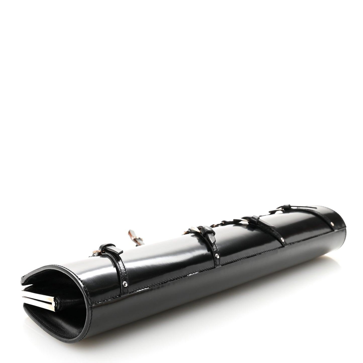 Glazed Calfskin Bondage Clutch Black