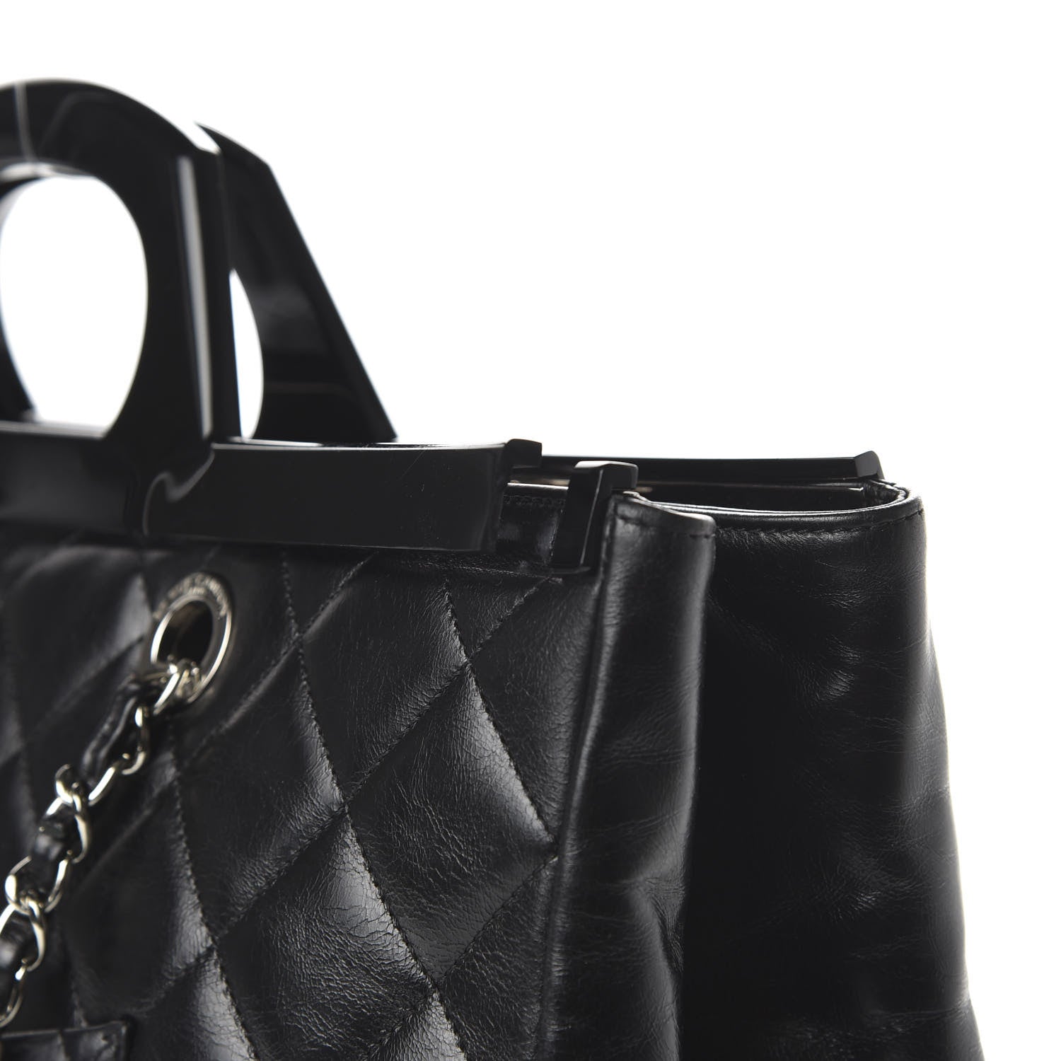 Chanel Glazed Calfskin Quilted Large CC Delivery Tote Black 12 of 16