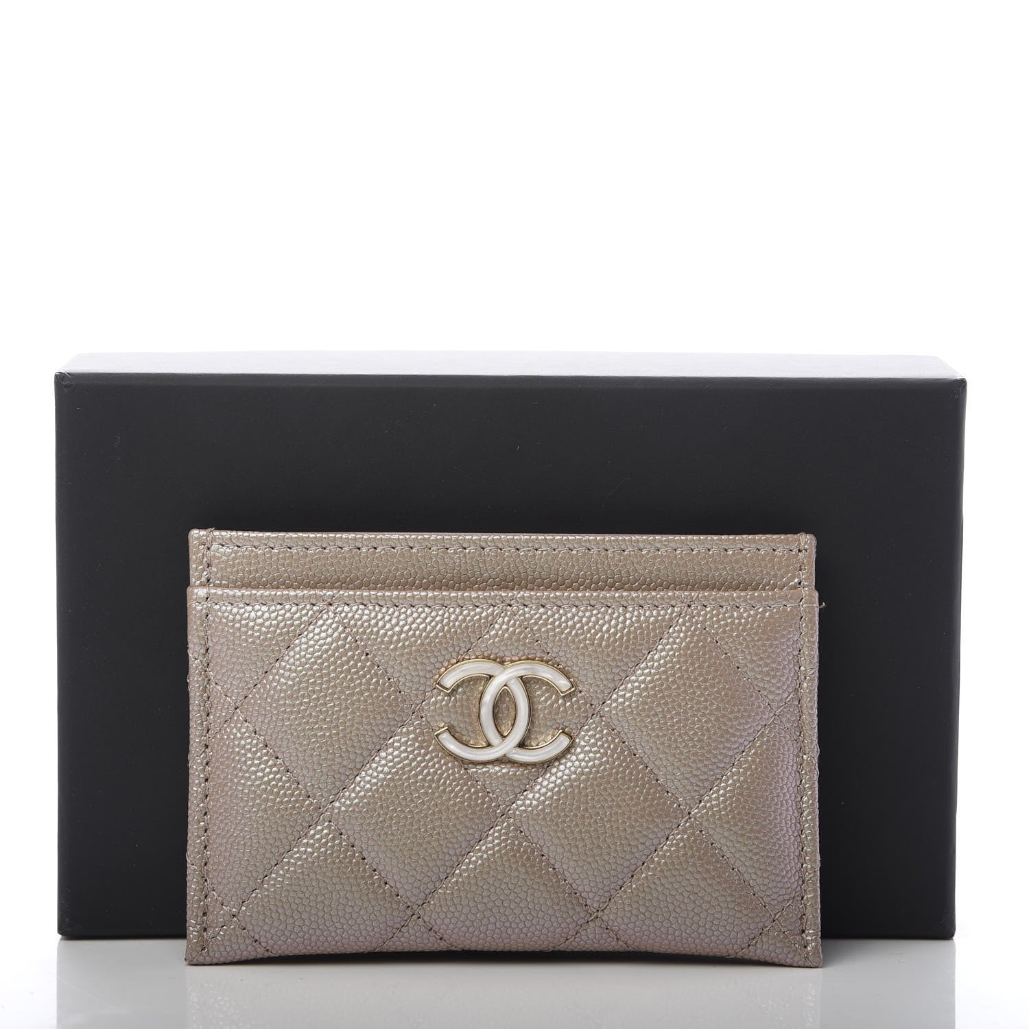 Chanel Iridescent Caviar Quilted Card Holder Beige 9 of 9