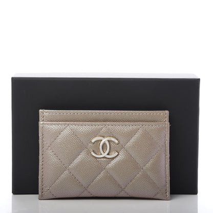 Chanel Iridescent Caviar Quilted Card Holder Beige 9 of 9