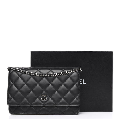 Chanel Lambskin Quilted Wallet On Chain WOC Black 13 of 13