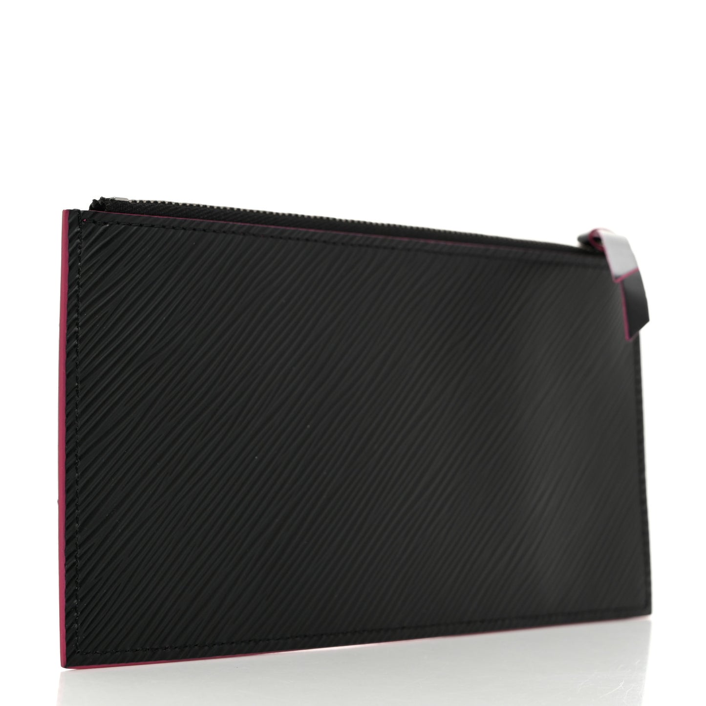 Epi Felicie Chain Wallet Zippered Insert Black Hot Pink