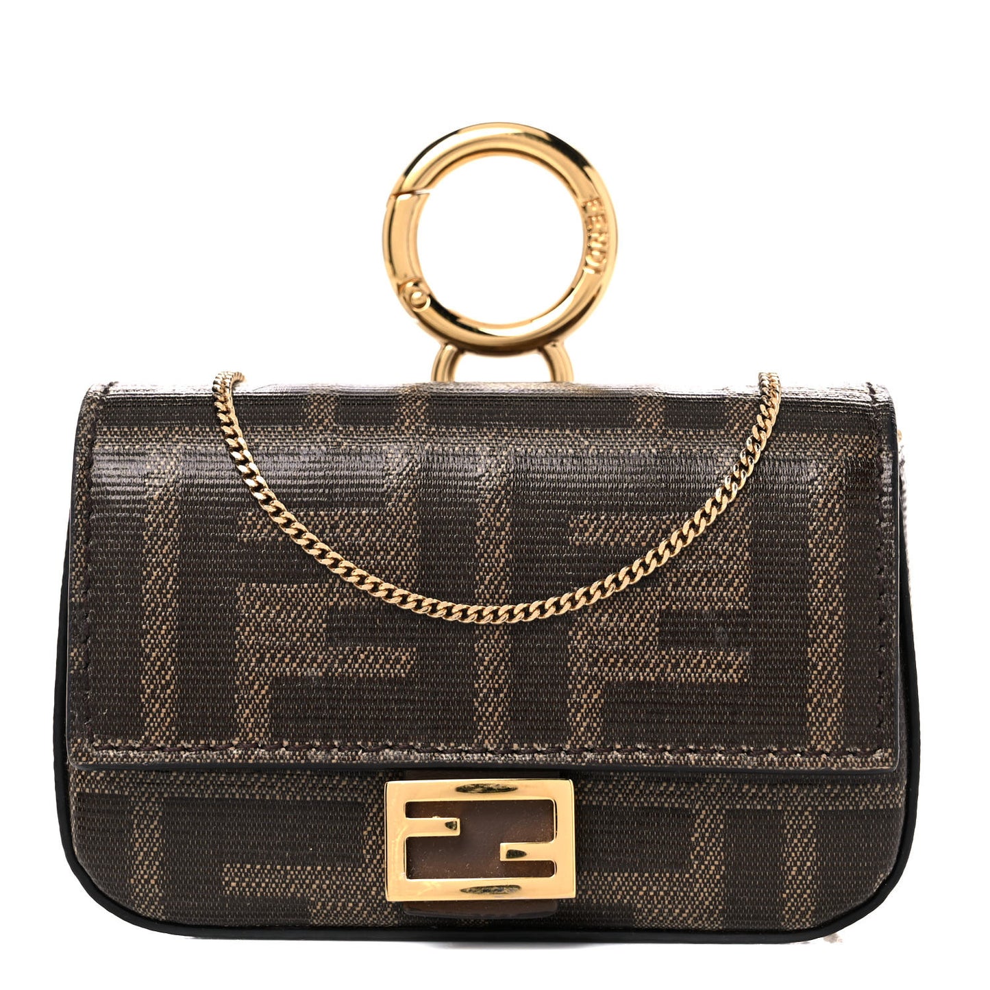 Glazed Fabric FF 1974 Nano Baguette Charm Mogano Panna
