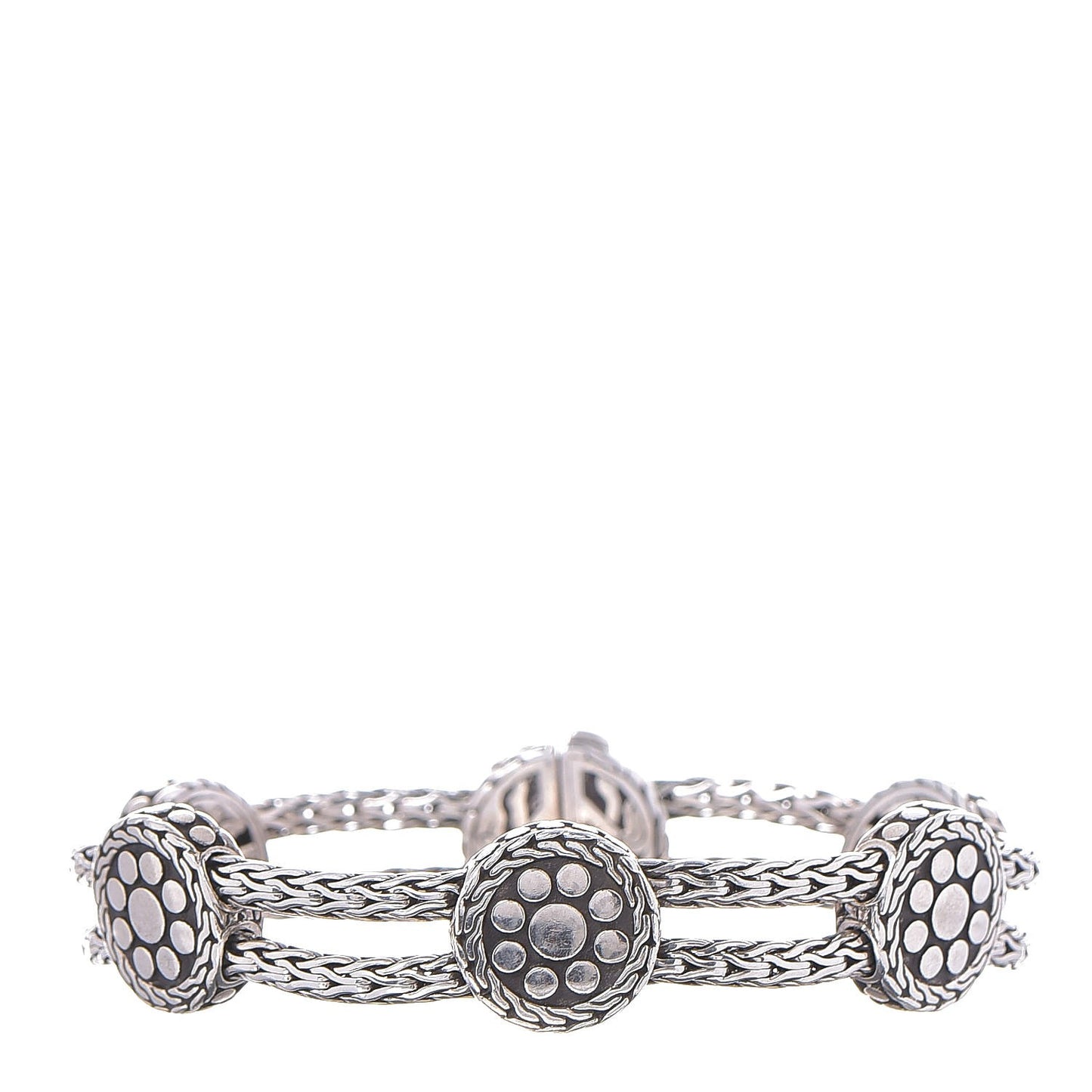 Sterling Silver Dot Rope Disc Bracelet