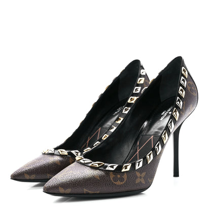 Louis Vuitton Calfskin Monogram Eldorado Pumps 39 Cacao 3 of 8