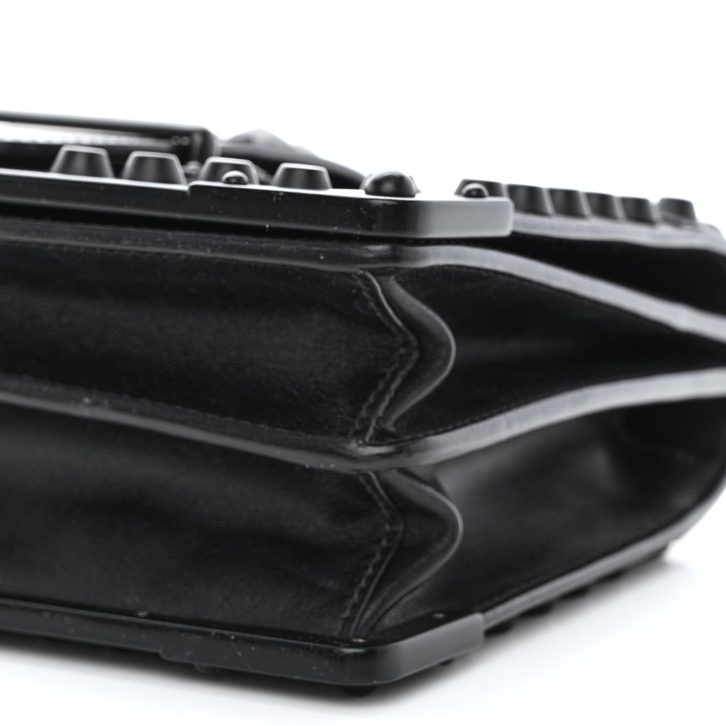 City Calfskin Saffiano Studded Cahier Bag Black