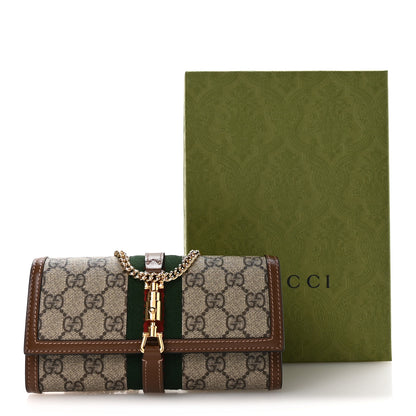Gucci GG Supreme Monogram Azalea Calfskin Web Jackie 1961 Chain Wallet Beige Ebony Brown Sugar 11 of 11