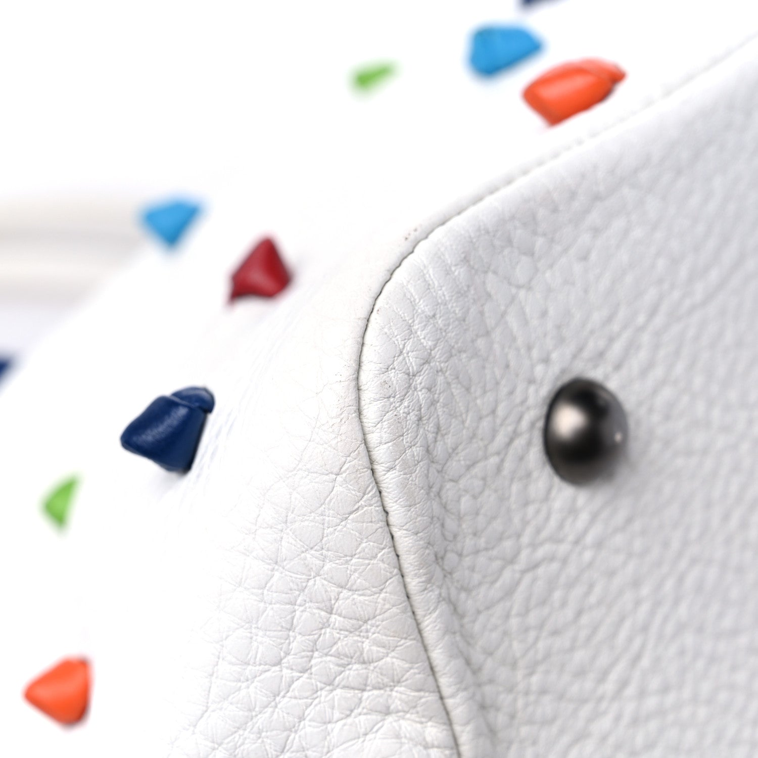 Bottega Veneta Grainy Calfskin Knot Detailed Polka Dot Tote White Multicolor 10 of 16