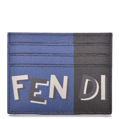 Fendi Vitello Elite Century Shadow Logo Card Holder Blue Neon 1 of 8