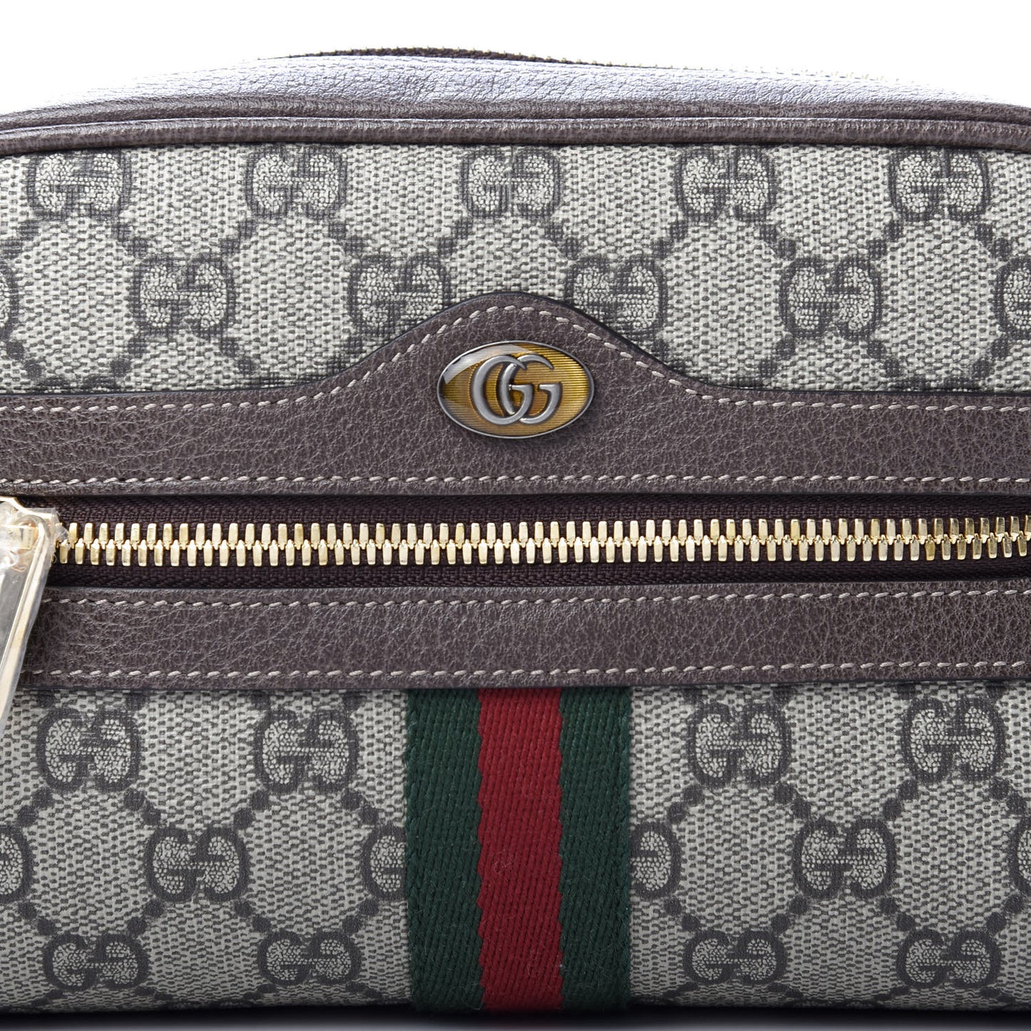 GG Supreme Monogram Web Small Ophidia Belt Bag 85 34 Dark Brown