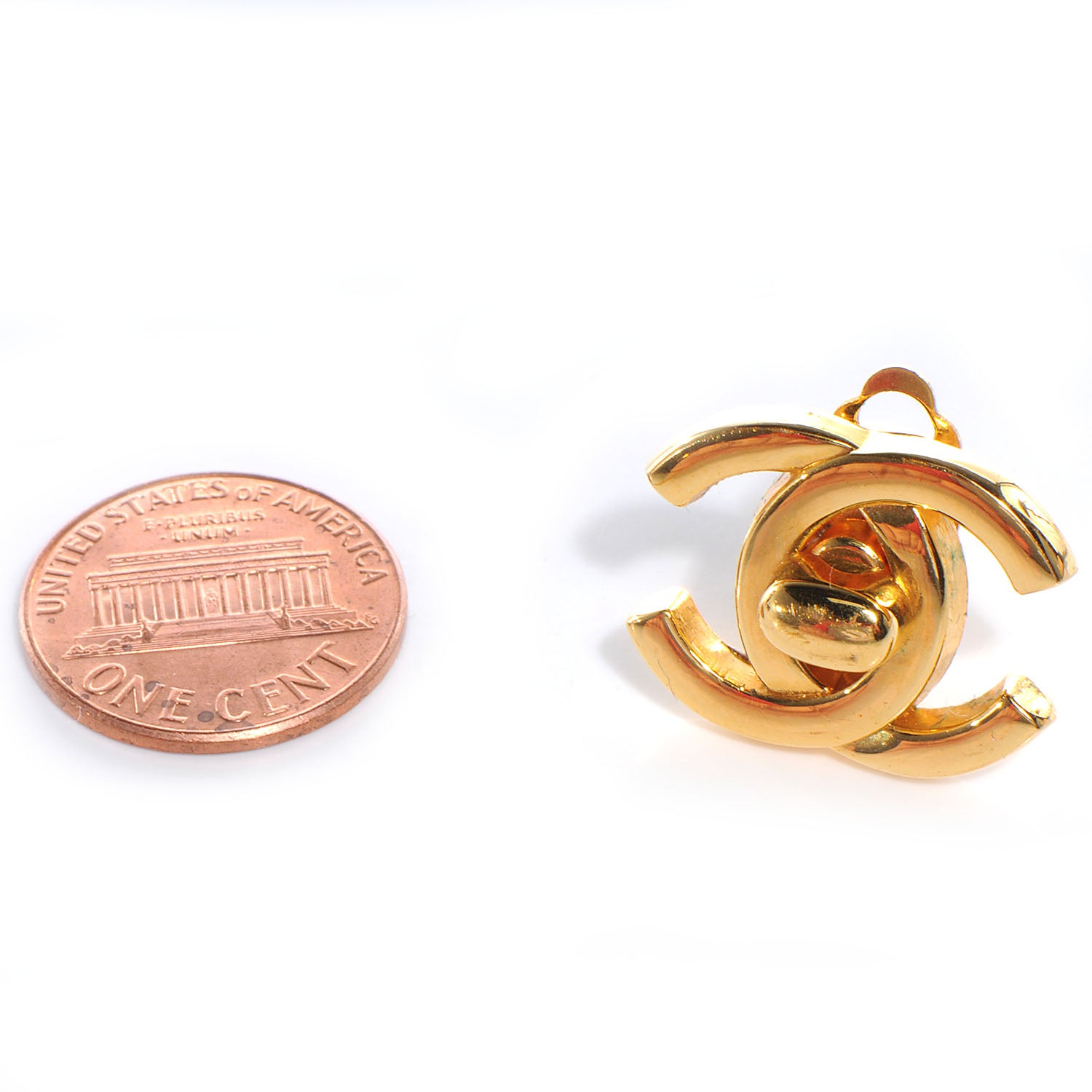 Chanel Metal CC Turnlock Clip On Earrings Gold 2 of 5