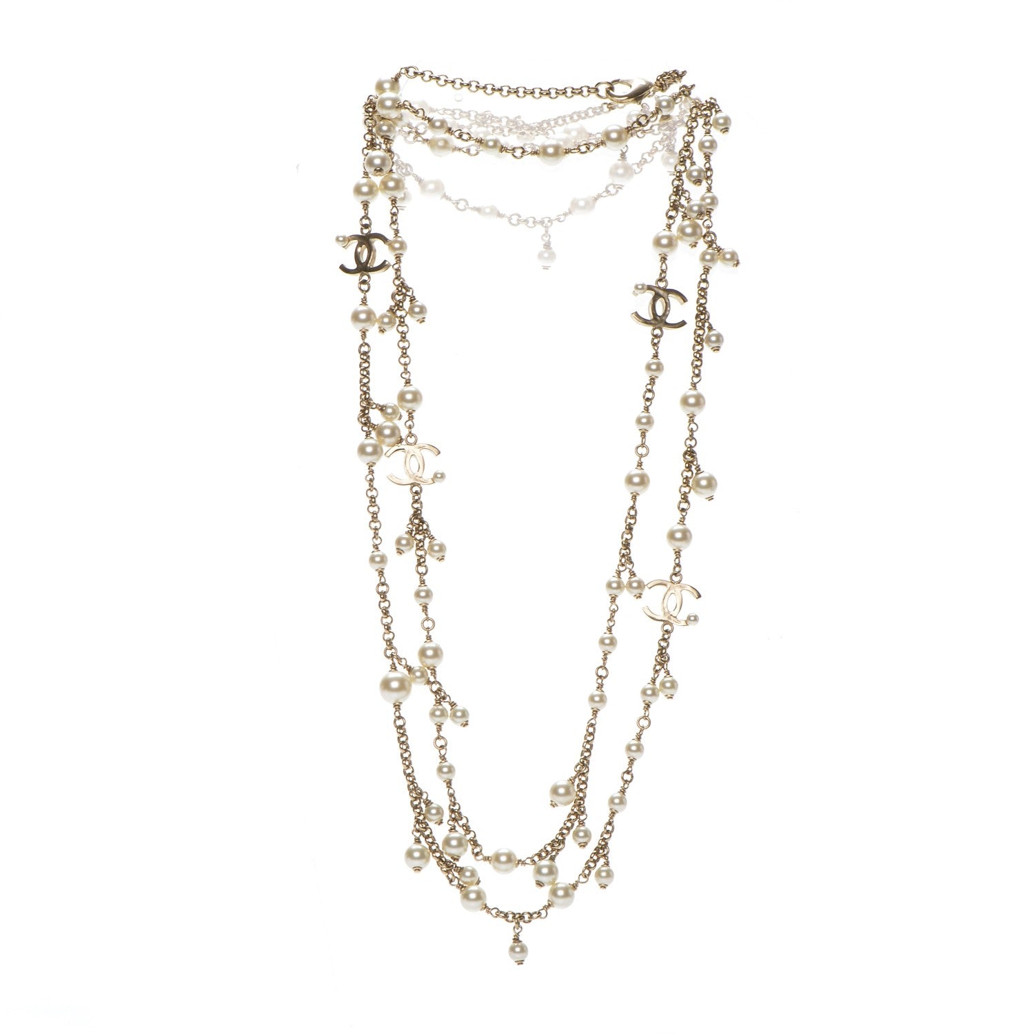 Chanel Pearl CC Long Necklace Gold 3 of 5