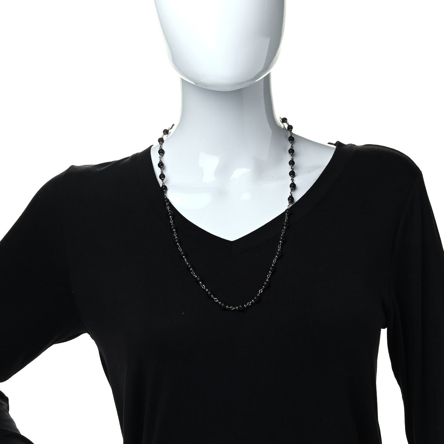 Sterling Silver Black Onyx 5mm Spiritual Beads Necklace